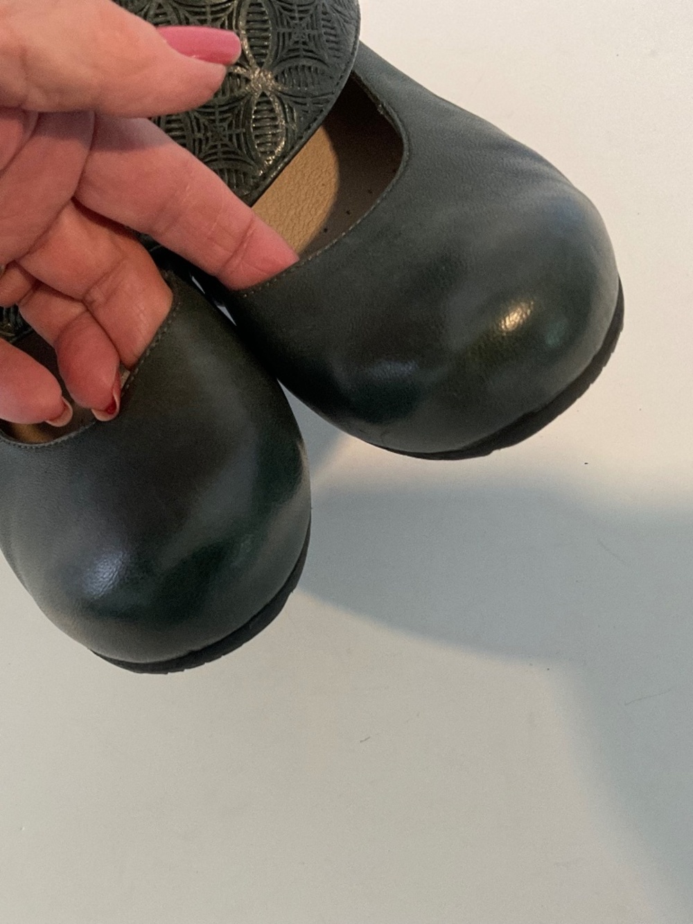 MIZ MOOZ Heeled Booties Leather Dark Green Size 8 - Picture 8 of 11